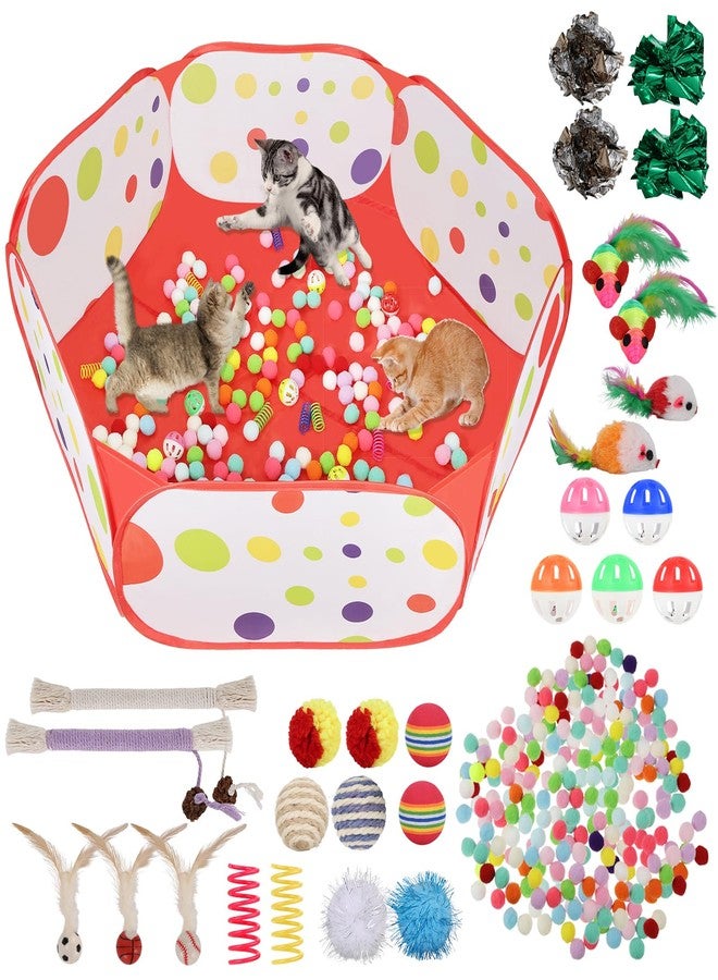 Foxtell Cat Ball Pit Include 229 PCS Interactive Cat Toys for Indoor Bored Self Play Enrichment Toy for Indoor Cats Interactive Fun and Exercise - Image 1